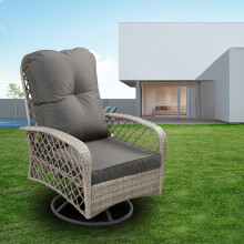 Patio Lounge Rattan Swivel Chair w Soft Cushion
