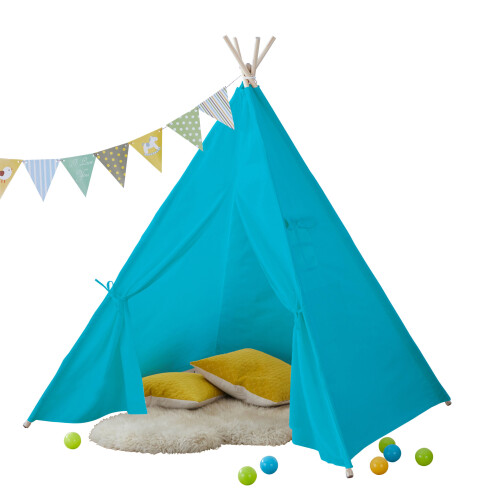 Neo Blue Canvas Kids Indian Tent TeePee on OnBuy