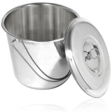 12L Metal Bucket + Lid Stainless Steel Garden 12 Litre Heavy Duty Pail Handle