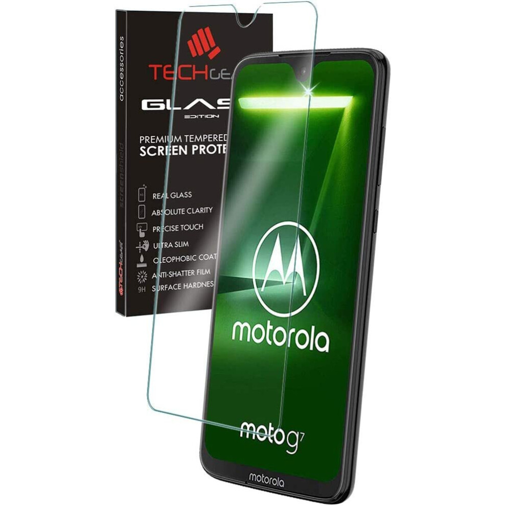 Techgear Moto G7 Screen Protector, Glass Edition Genuine Tempered Glass Screen Protector Compatible With Motorola Moto G7