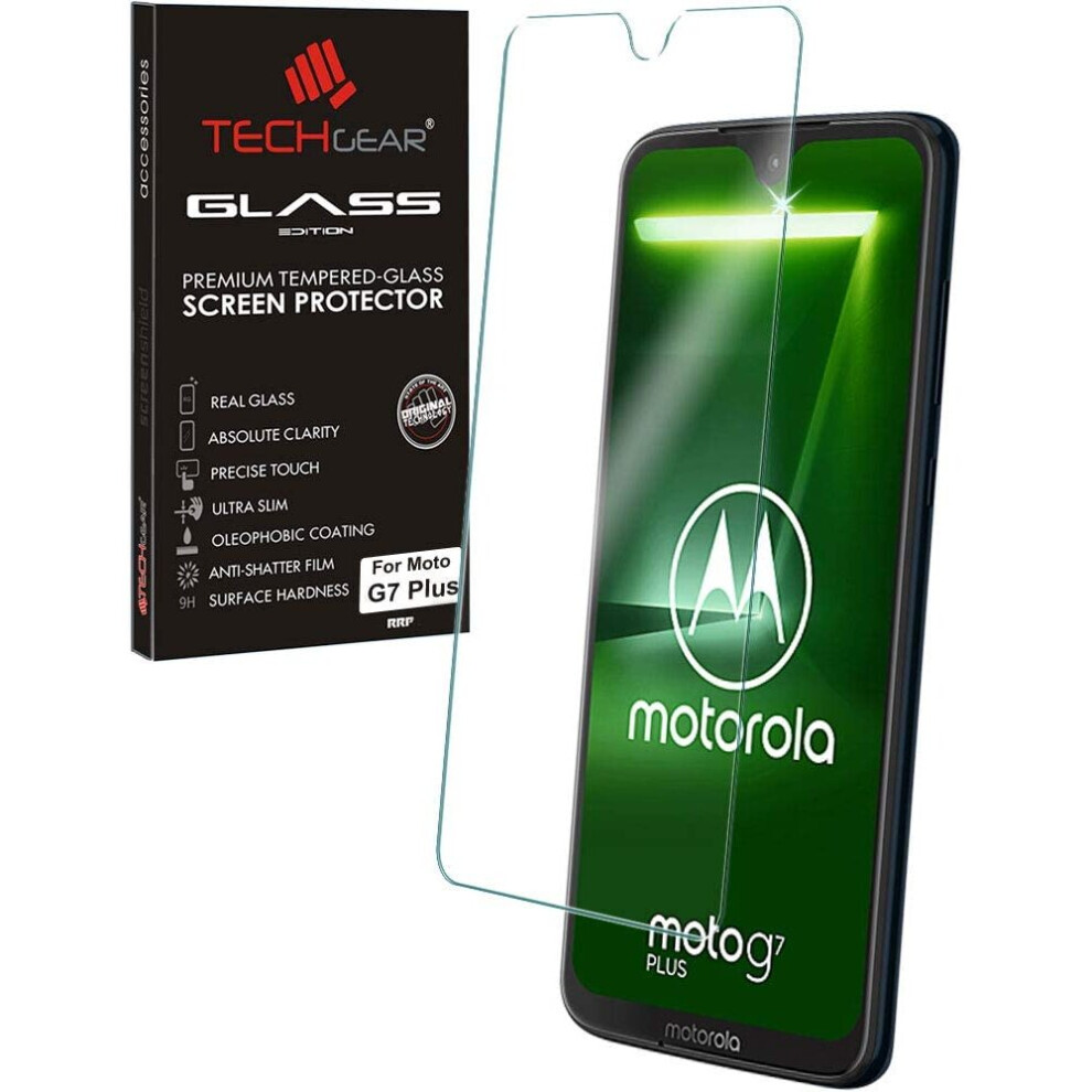 Techgear Moto G7 Plus Screen Protector, Glass Edition Genuine Tempered Glass Screen Protector Compatible With Motorola Moto G7 Plus