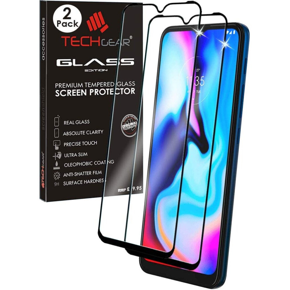 Techgear 2 Pack Of 3D Glass Edition Compatible For Motorola Moto E7i Power, Tempered Glass Screen Protector [Full Screen] [9H Hardness] [No-Bubble]