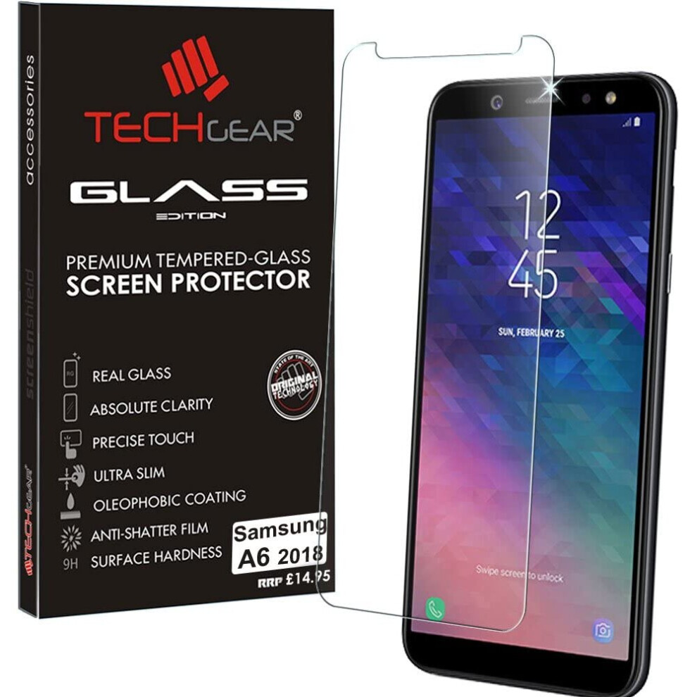 TECHGEAR Screen Protector for Galaxy A6 (SM-A600 Series) - GLASS Genuine Tempered Glass Screen Protector Compatible with Samsung Galaxy A6 2018