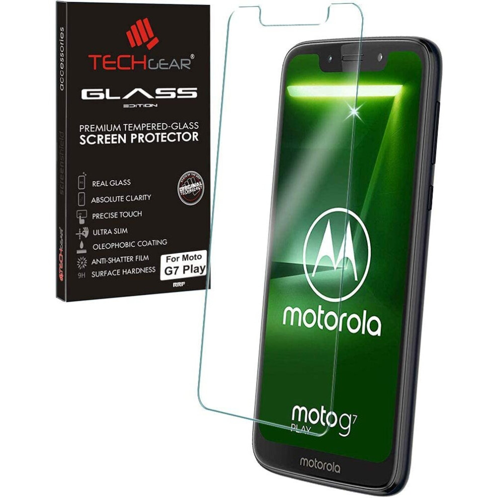 Moto G7 Play Screen Protector, TECHGEAR GLASS Edition Genuine Tempered Glass Screen Protector Compatible with Motorola Moto G7 Play