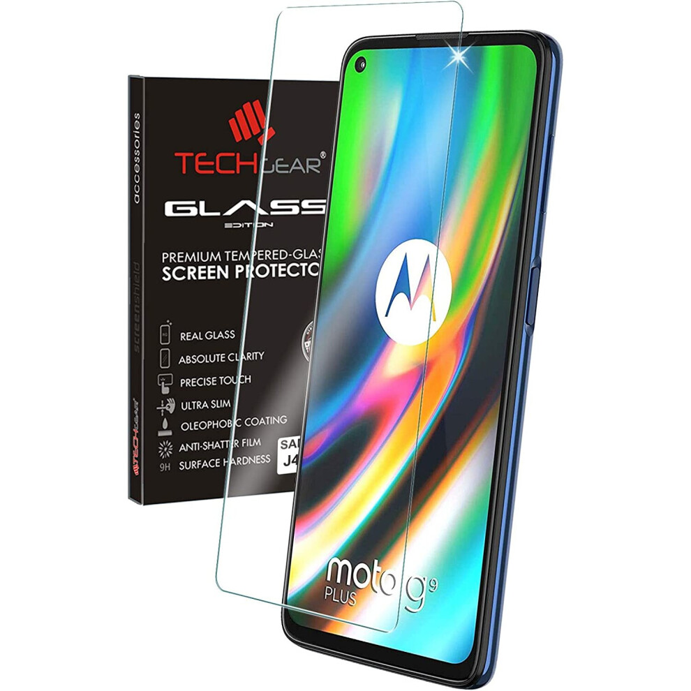 Techgear Glass Edition Compatible For Motorola Moto G9 Plus, Tempered Glass Screen Protector Cover [9H Hardness] [No-Bubble]