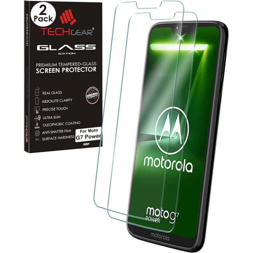 Motorola Moto G7 Power Screen Protectors, [2 Pack] TECHGEAR GLASS Edition Genuine Tempered Glass Screen Protector Guards Cover