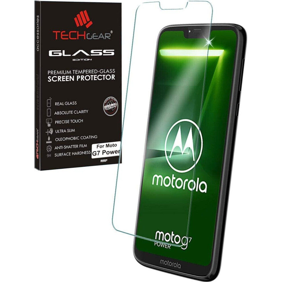 Techgear Moto G7 Power Screen Protector, Glass Edition Genuine Tempered Glass Screen Protector Compatible With Motorola Moto G7 Power