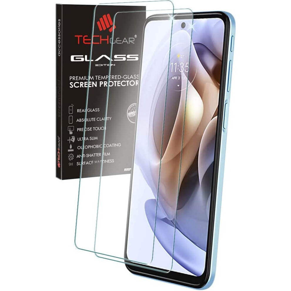 Techgear 2 Pack Of Glass Edition Compatible For Motorola Moto G62 5G, Tempered Glass Screen Protector Covers [9H Hardness] [No-Bubble]