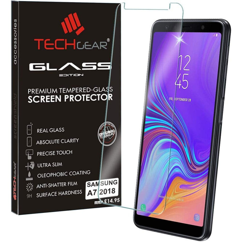 TECHGEAR GLASS Edition for Samsung Galaxy A7 2018 (SM-A750FN Series) Genuine Tempered Glass Screen Protector Compatible with Samsung A7 2018