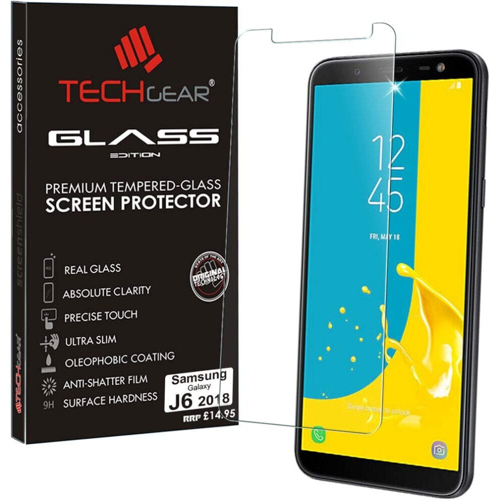 TECHGEAR Screen Protector for Galaxy J6 (SM-J600 Series) - GLASS Edition Genuine Tempered Glass Screen Protector for Samsung Galaxy J6 2018