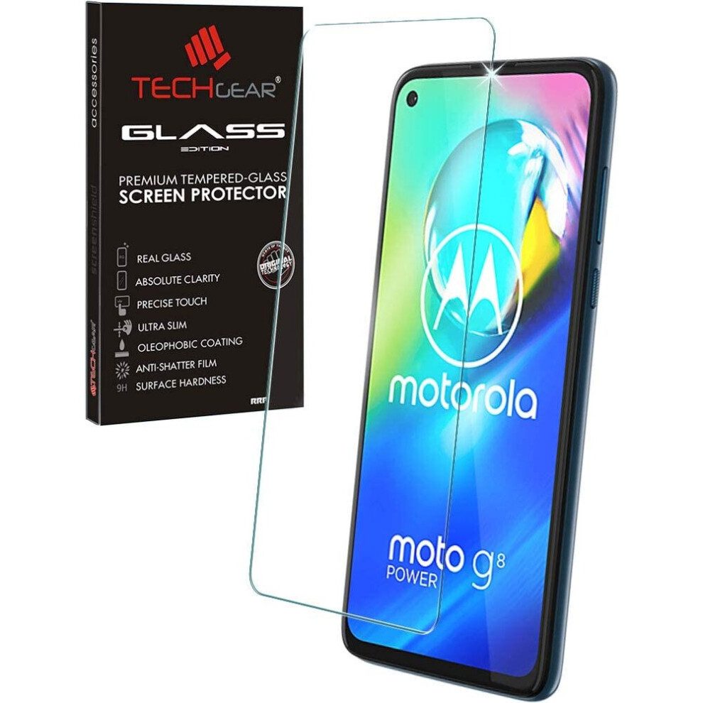 TECHGEAR GLASS Edition Compatible with Motorola Moto G8 Power, Tempered Glass Screen Protector Cover [9H Hardness] [No-Bubble]