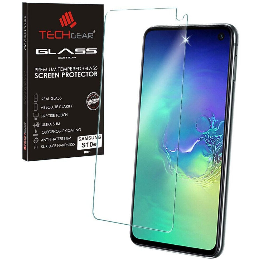 TECHGEAR GLASS Edition Screen Protector Compatible with Samsung Galaxy S10E, Genuine Tempered Glass Screen Protector Cover [No-Bubble]