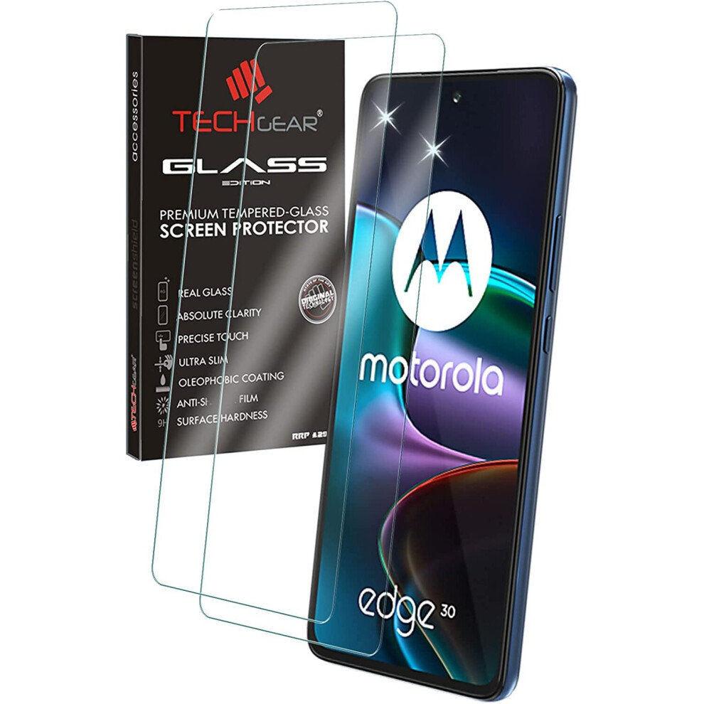 2 Pack of TECHGEAR GLASS Edition Compatible for Motorola Moto Edge 30 5G, Tempered Glass Screen Protector Covers [9H Hardness] [No-Bubble]