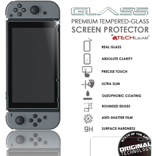 Techgear TECHGEAR [2 Pack] GLASS Edition for Nintendo Switch, Genuine Tempered Glass Screen Protector  (NOT for Switch OLED) 1
