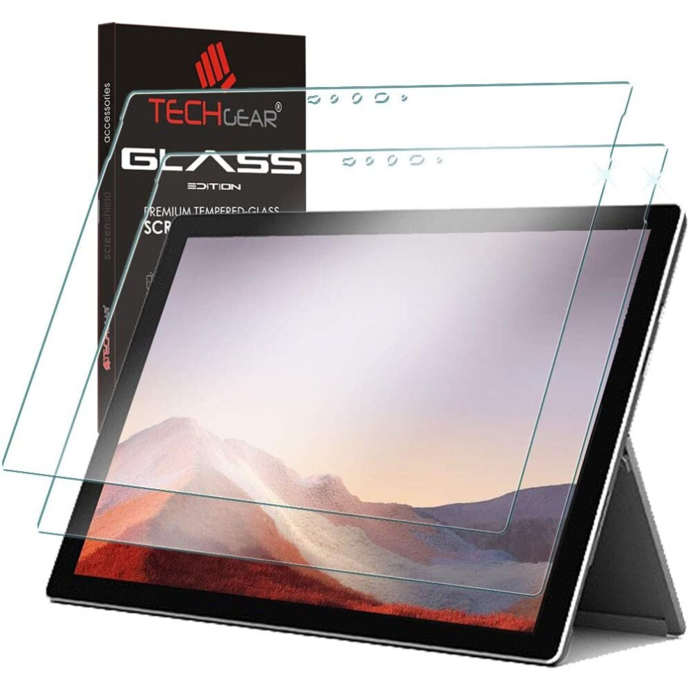 TECHGEAR GLASS Edition [2 Pack] Screen Protectors fits Microsoft Surface Pro 7 / Pro 7 Plus, Genuine Tempered Glass Screen Protectors [No-Bubble]