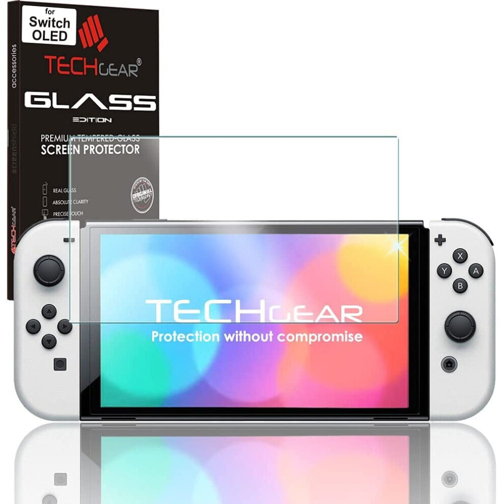 TECHGEAR Nintendo Switch OLED 7" Anti-Glare GLASS, TECHGEAR Matte Tempered Glass Screen Protector Cover [2.5D] [9H] [Scratch-Resistant] [No-Bubble]