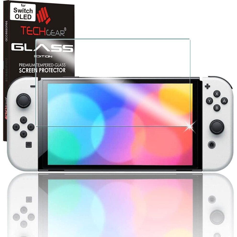 TECHGEAR Switch OLED 7" GLASS Edition, Genuine Tempered Glass Screen Protector [2.5D Edge] [9H Hardness]  [No-Bubble]