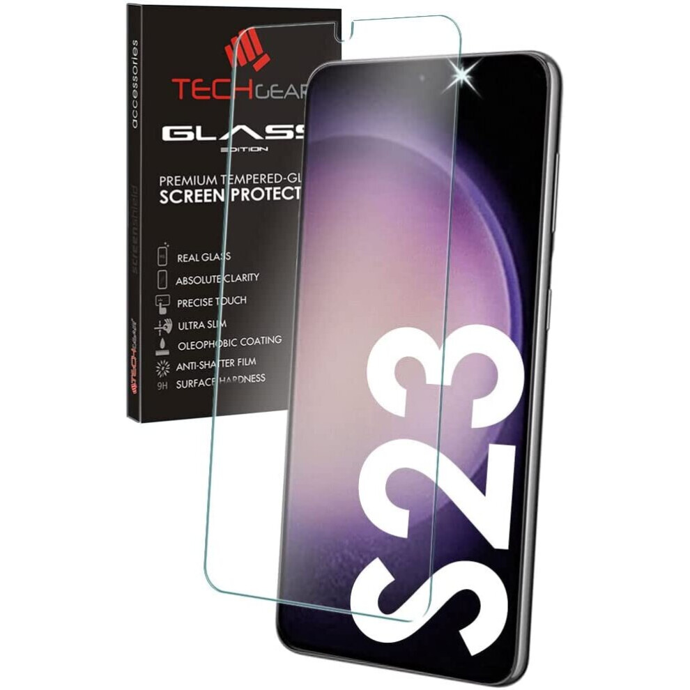 Techgear Glass Edition Compatible With Samsung Galaxy S23 / S23 5G, Tempered Glass Screen Protector Cover [9H Hardness] [No-Bubble]