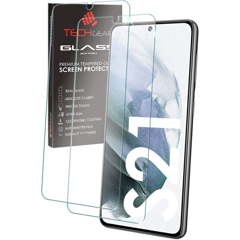 Techgear 2 Pack Glass Edition Compatible With Samsung Galaxy S21 Plus / S21+ 5G, [Fingerprint Id] Tempered Glass Screen Protector Cover [9H Hardness]