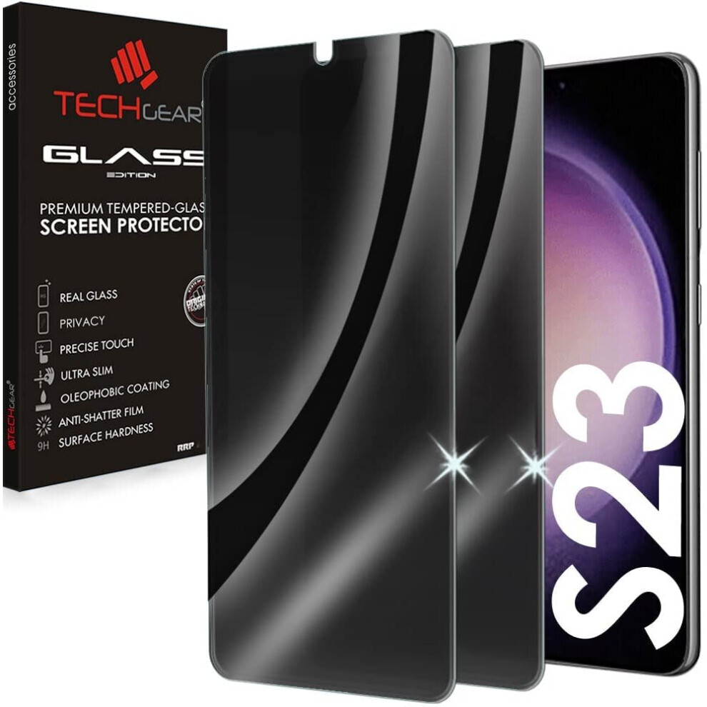 TECHGEAR [2 Pack] Anti Spy Screen Protector fits Samsung Galaxy S23 5G - PRIVACY Filter 3D GLASS Edition Genuine Tempered Glass Full Screen Protector