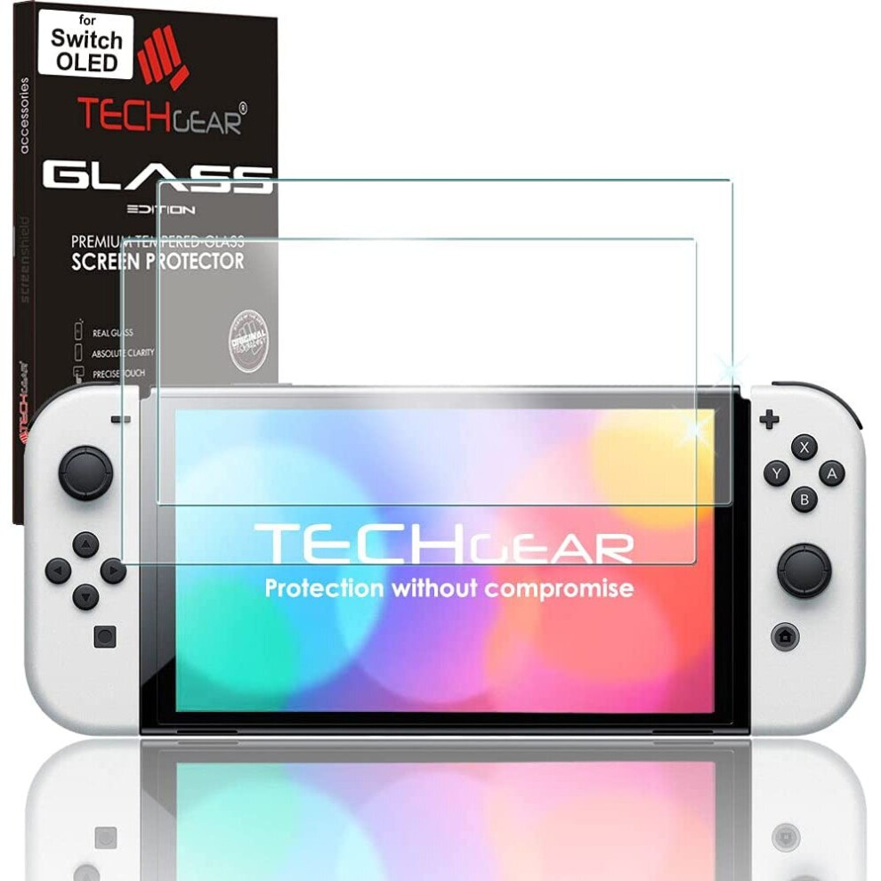 TECHGEAR 2 Pack Anti-Glare GLASS Compatible for Nintendo Switch OLED 2021, TECHGEAR Matte Tempered Glass Screen Protector [9H Hardness][No-Bubble]