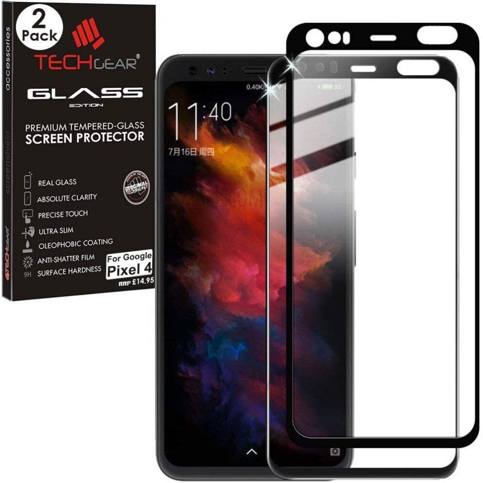 [2 Pack] TECHGEAR Pixel 4 Tempered Glass Screen Protector, GLASS Edition [9H Hardness] [No-Bubble] Compatible with Google Pixel 4