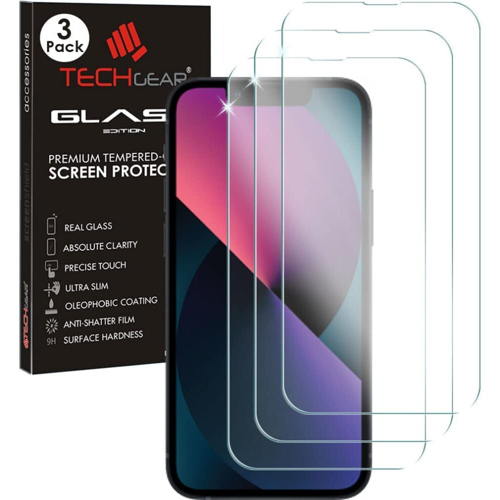Techgear [3 Pack] Glass Edition For Iphone 14 6.1" Tempered Glass Screen Protector Cover [9H Hardness] [No-Bubble]