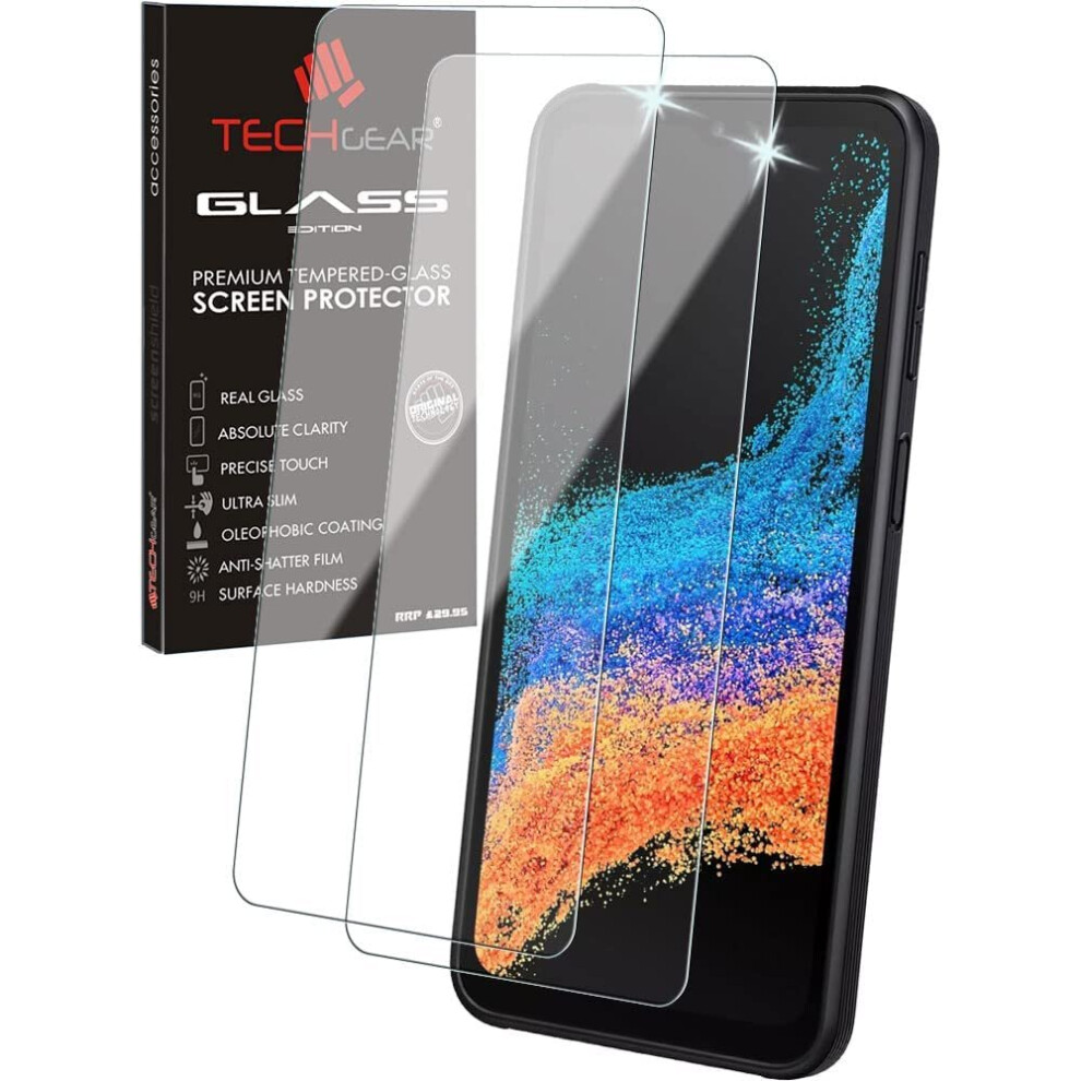 Techgear 2 Pack Glass Edition Compatible With Samsung Galaxy Xcover 6 Pro, Tempered Glass Screen Protector Covers [9H Hardness] [No-Bubble]