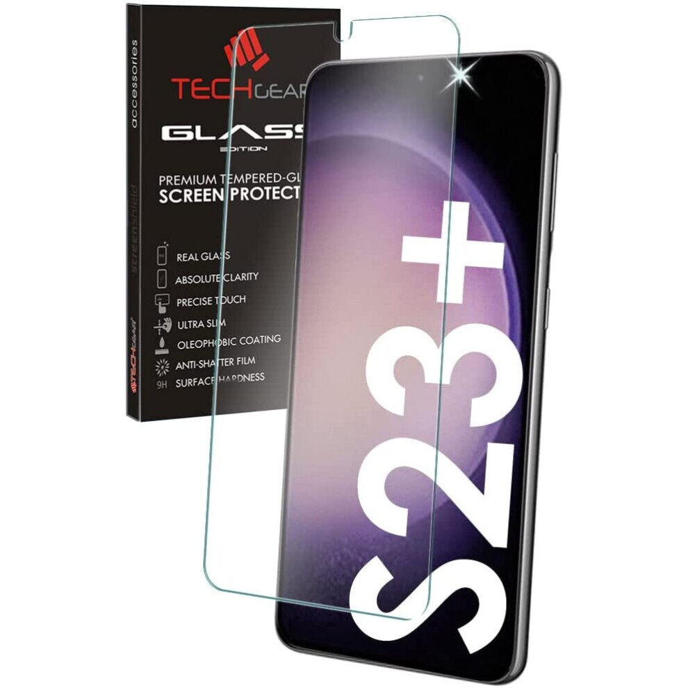 Techgear Glass Edition Compatible With Samsung Galaxy S23 Plus / S23+ 5G, Tempered Glass Screen Protector Cover [9H Hardness] [No-Bubble]