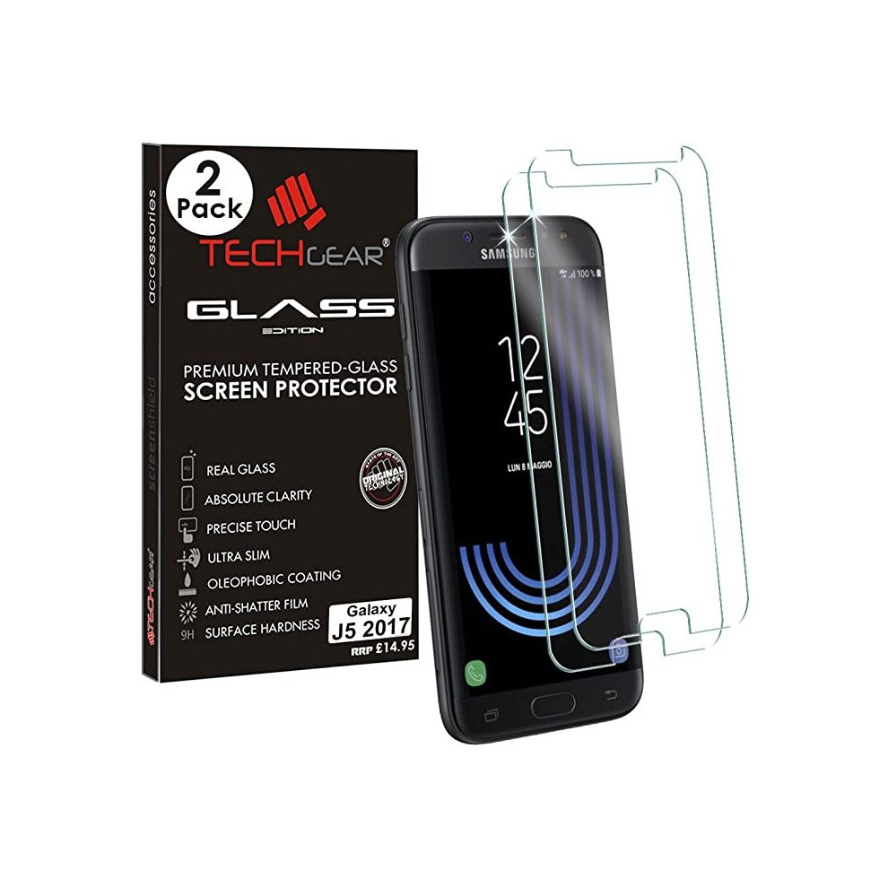 [2 Pack] TECHGEAR GLASS Edition for Galaxy J5 2017 (SM-J530 Series) - Genuine Tempered Glass Screen Protector