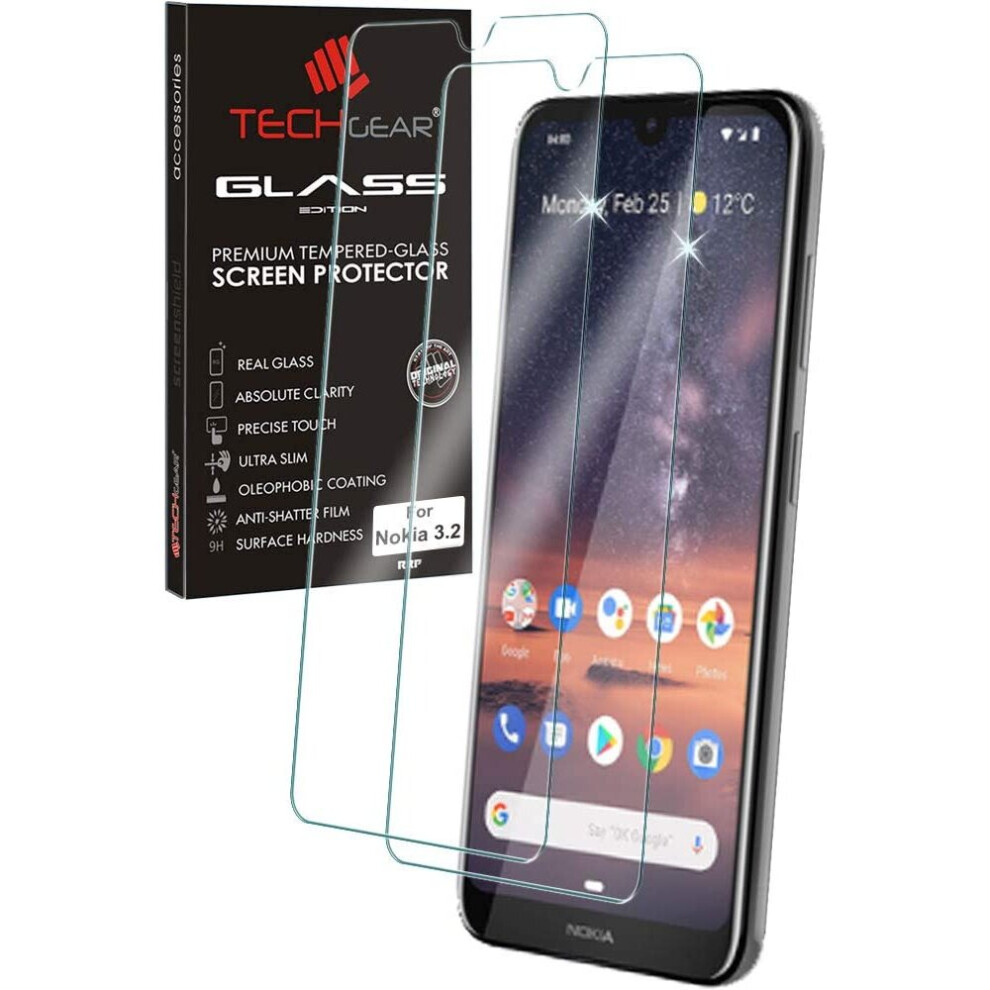 2 Pack TECHGEAR GLASS Edition Compatible with Nokia 1.3, Tempered Glass Screen Protector Covers [9H Hardness] [No-Bubble]