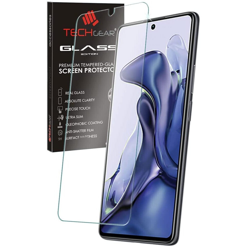 TECHGEAR GLASS Edition Compatible with Xiaomi 11T 5G, Tempered Glass Screen Protector Cover [9H Hardness] [No-Bubble]