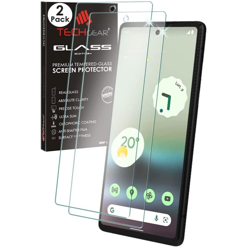 Techgear 2 Pack Glass Edition Compatible With Google Pixel 6A, Tempered Glass Screen Protector Covers [9H Hardness] [No-Bubble]