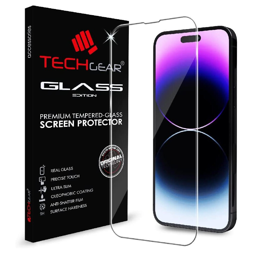 TECHGEAR GLASS Edition for iPhone 14 Pro 6.1", Tempered Glass Screen Protector Cover [9H Hardness] [No-Bubble]