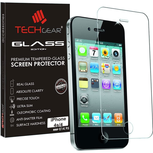 Techgear TECHGEAR GLASS Edition for iPhone 4s, iPhone 4 - Genuine Tempered Glass Screen Protector Compatible with Apple iPhone 4s, iPhone 4
