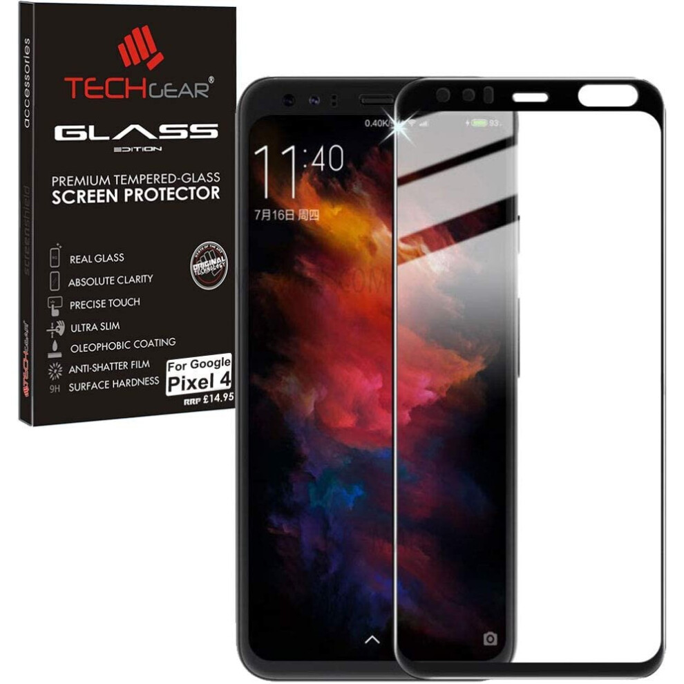 TECHGEAR Pixel 4 Tempered Glass Screen Protector, GLASS Edition [9H Hardness] [No-Bubble] Compatible with Google Pixel 4