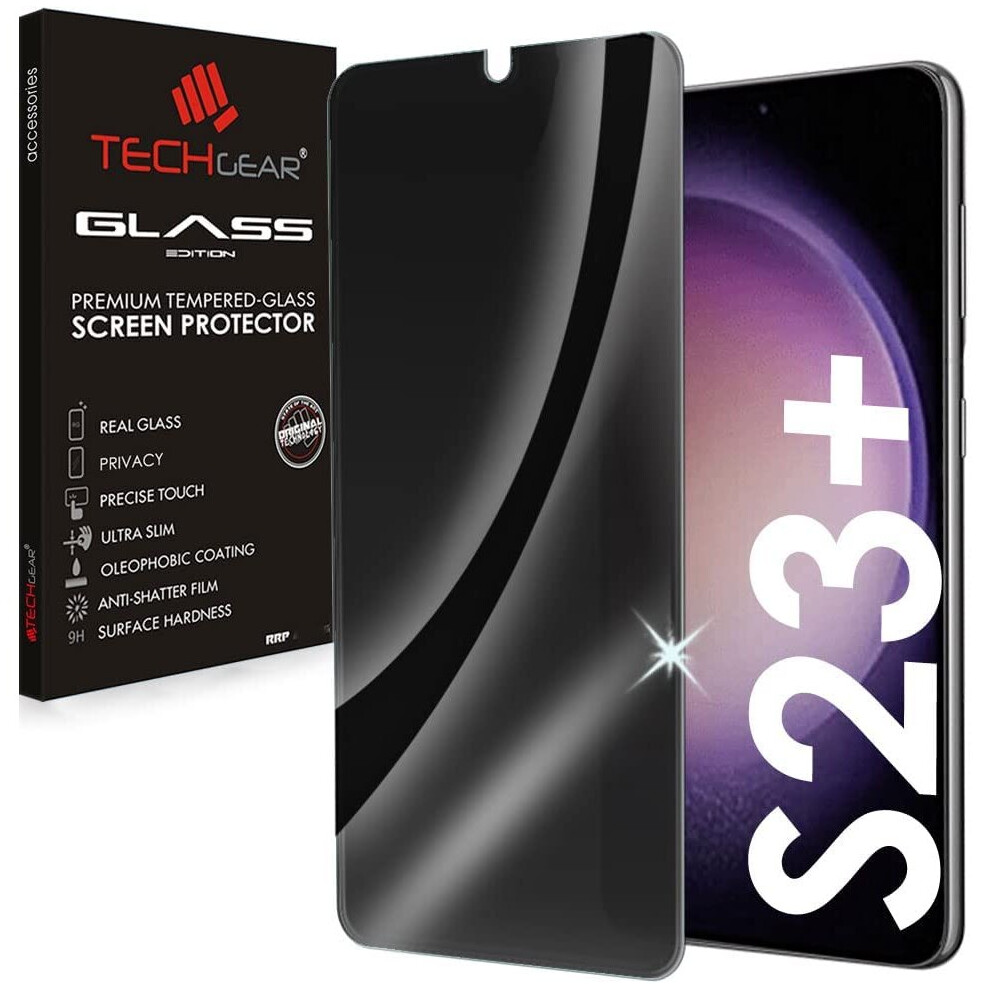 TECHGEAR Anti Spy Screen Protector fits Samsung Galaxy S23 Plus 5G - PRIVACY Filter 3D GLASS Edition Genuine Tempered Glass Full Screen Protector