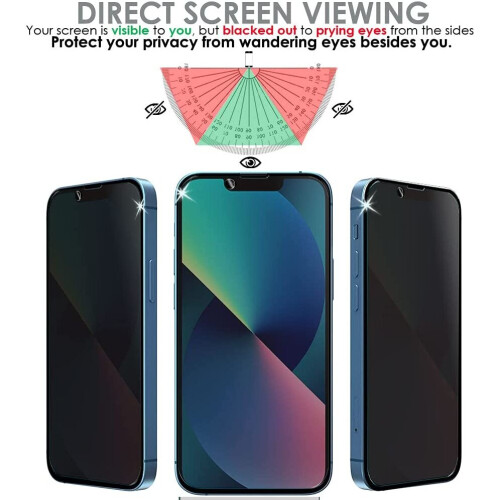 Techgear [2 Pack] TECHGEAR Anti Spy Screen Protector for iPhone 14 - PRIVACY Filter GLASS Edition Genuine Tempered Glass Screen Protector 1