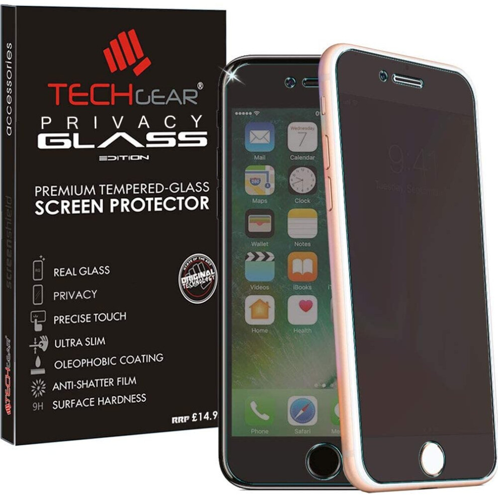 TECHGEAR Screen Protector for Apple  iPhone 8 Plus , iPhone 7 Plus - [Privacy GLASS Edition] Genuine Tempered Privacy Glass Screen Protector