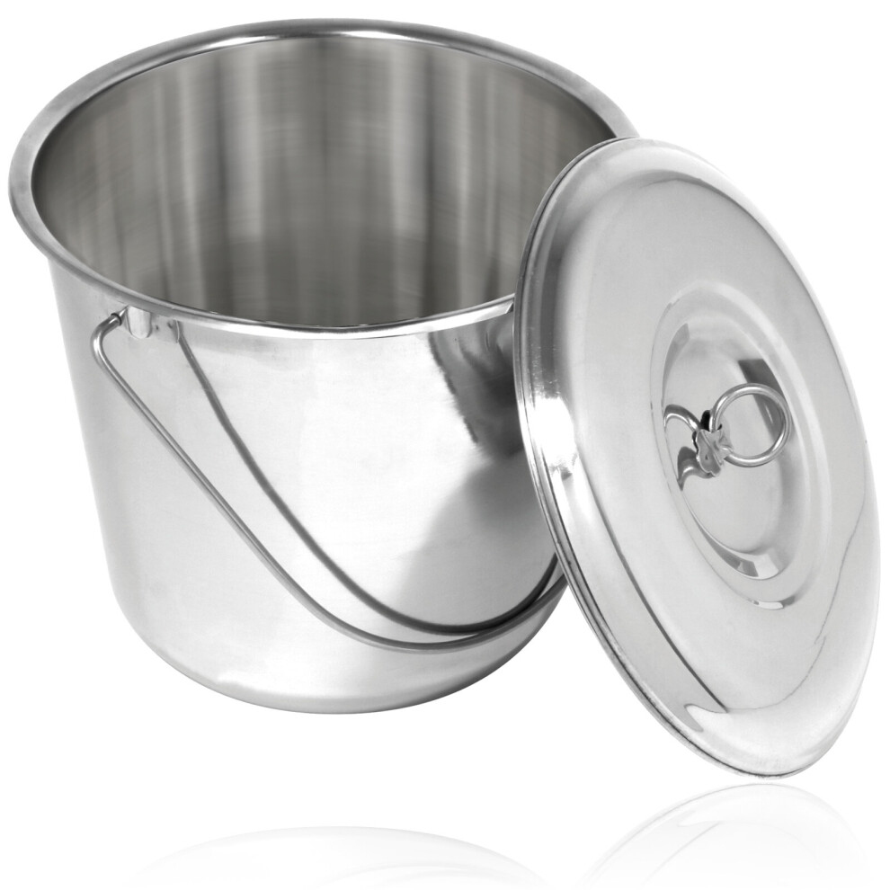 Spares2go 12L Metal Bucket + Lid Handle Heavy Duty Horse Equestrian Stable Feed Watering