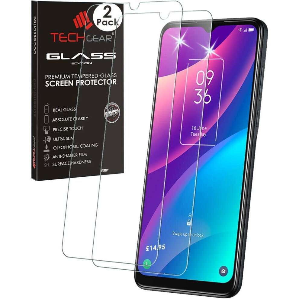 Techgear 2 Pack Of Glass Edition Compatible For Tcl 306, Tcl 305, Tcl 30 Se, Tcl 20 R 5G Tempered Glass Screen Protector Covers