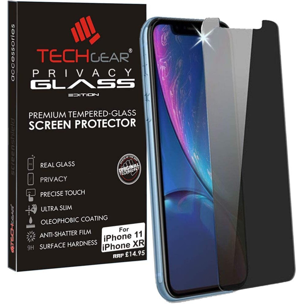 Techgear Anti Spy Screen Protector For Apple Iphone 11, Iphone Xr - Privacy Glass Edition Genuine Tempered Glass Screen Protector Compatible