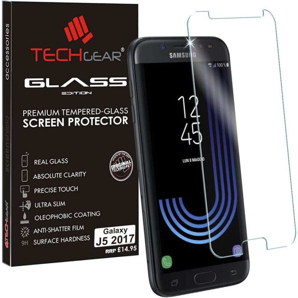 TECHGEAR Screen Protector for Galaxy J5 2017 (SM-J530 Series) - GLASS Edition Genuine Tempered Glass Screen Protector