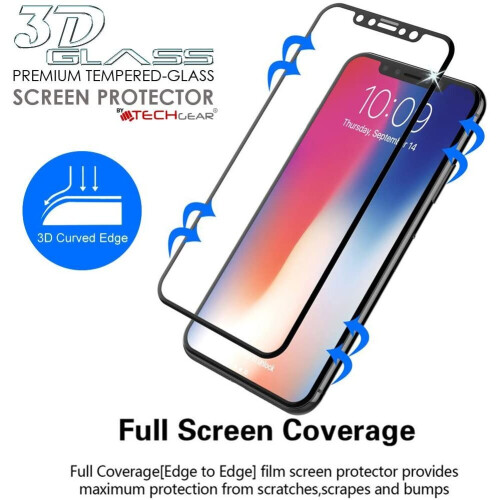 Techgear TECHGEAR Screen Protector for iPhone 11, iPhone XR [FULL Screen Adhesion] [Full Coverage] 3D GLASS Edition Tempered Glass Screen Protector - Black 2