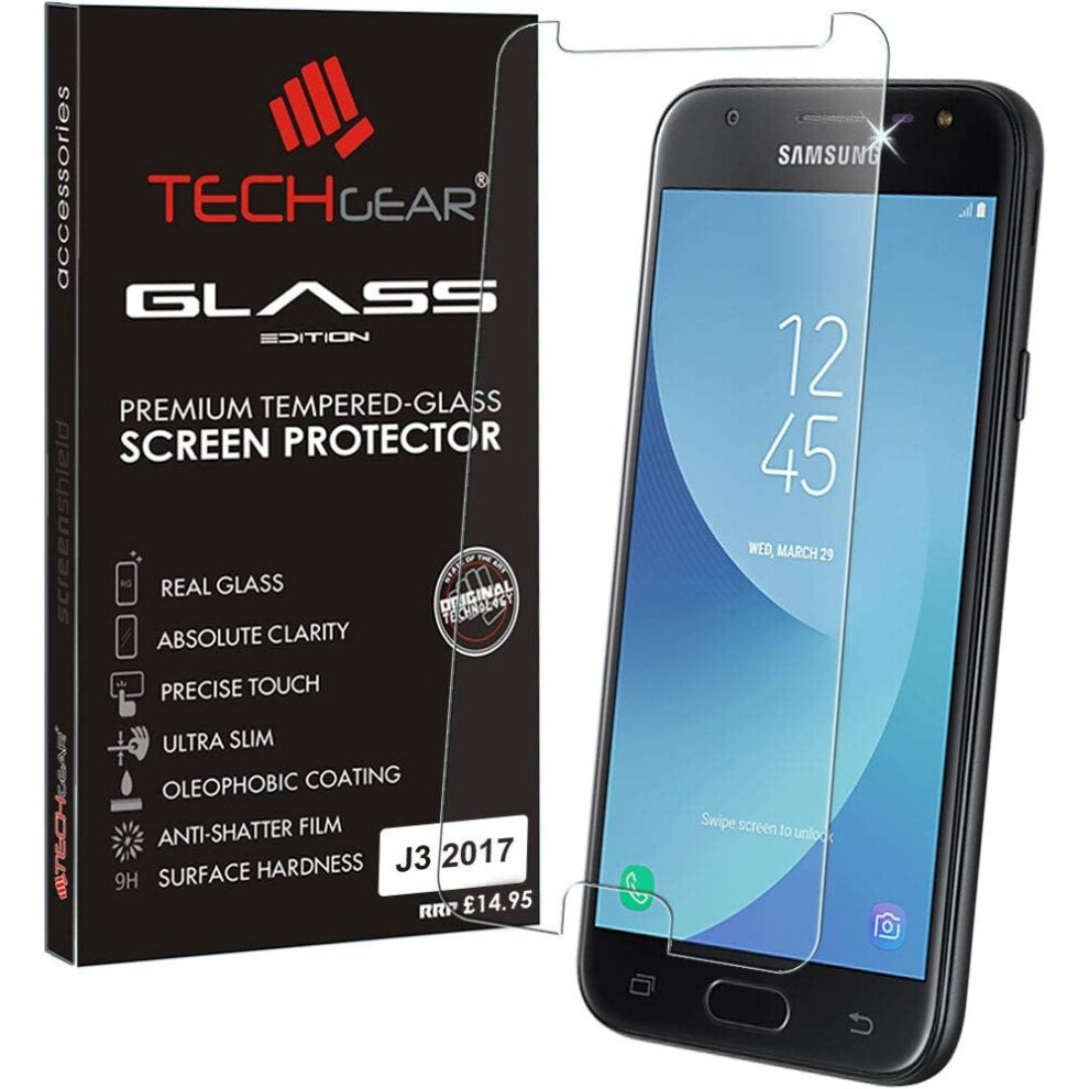 TECHGEAR Screen Protector for Galaxy J3 2017 (SM-J330 Series) - GLASS Edition Genuine Tempered Glass Screen Protector