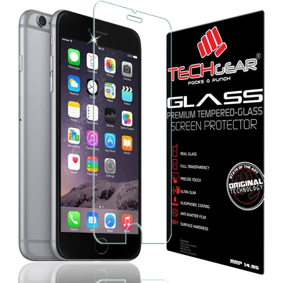 TECHGEAR Screen Protector for iPhone 6s Plus (5.5 Inch) - GLASS Edition Genuine Tempered Glass Screen Protector