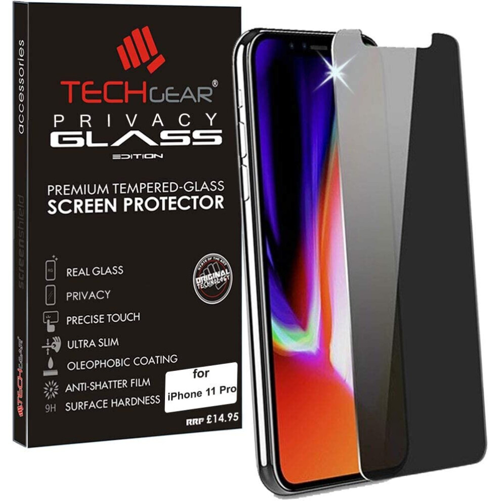 Techgear Anti Spy Screen Protectors For Apple Iphone 11 Pro, Iphone Xs, Iphone X - Privacy Glass Edition Genuine Tempered Glass Screen Protector