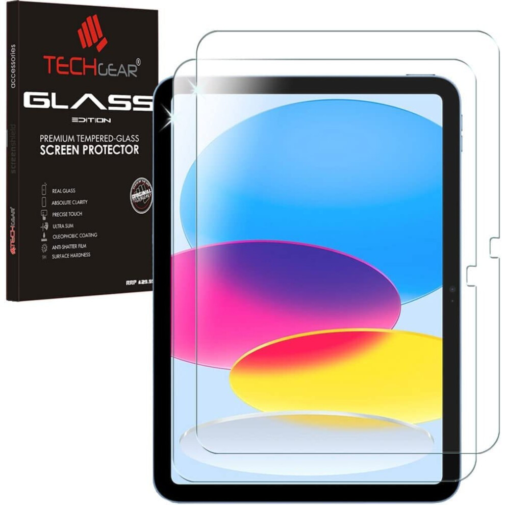 Techgear 2 Pack Ipad 10 10.9" 2022 Glass Screen Protector, Tempered Glass Screen Protector [9H Hardness] [No-Bubble] For Ipad 10Th Generation