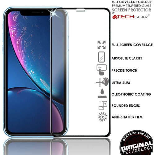 Techgear TECHGEAR Screen Protector for iPhone 11, iPhone XR [FULL Screen Adhesion] [Full Coverage] 3D GLASS Edition Tempered Glass Screen Protector - Black 1