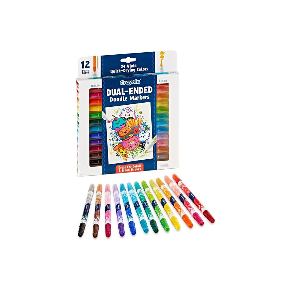 Crayola CYO588314 Chisel, Brush Point Style Doodle Marker, Multi Color - Pack of 12